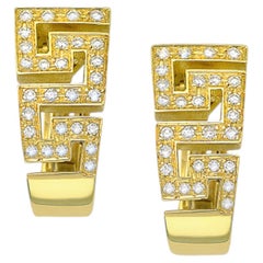 Georgios Collections 18 Karat Yellow Gold Greek Key Diamond Earrings