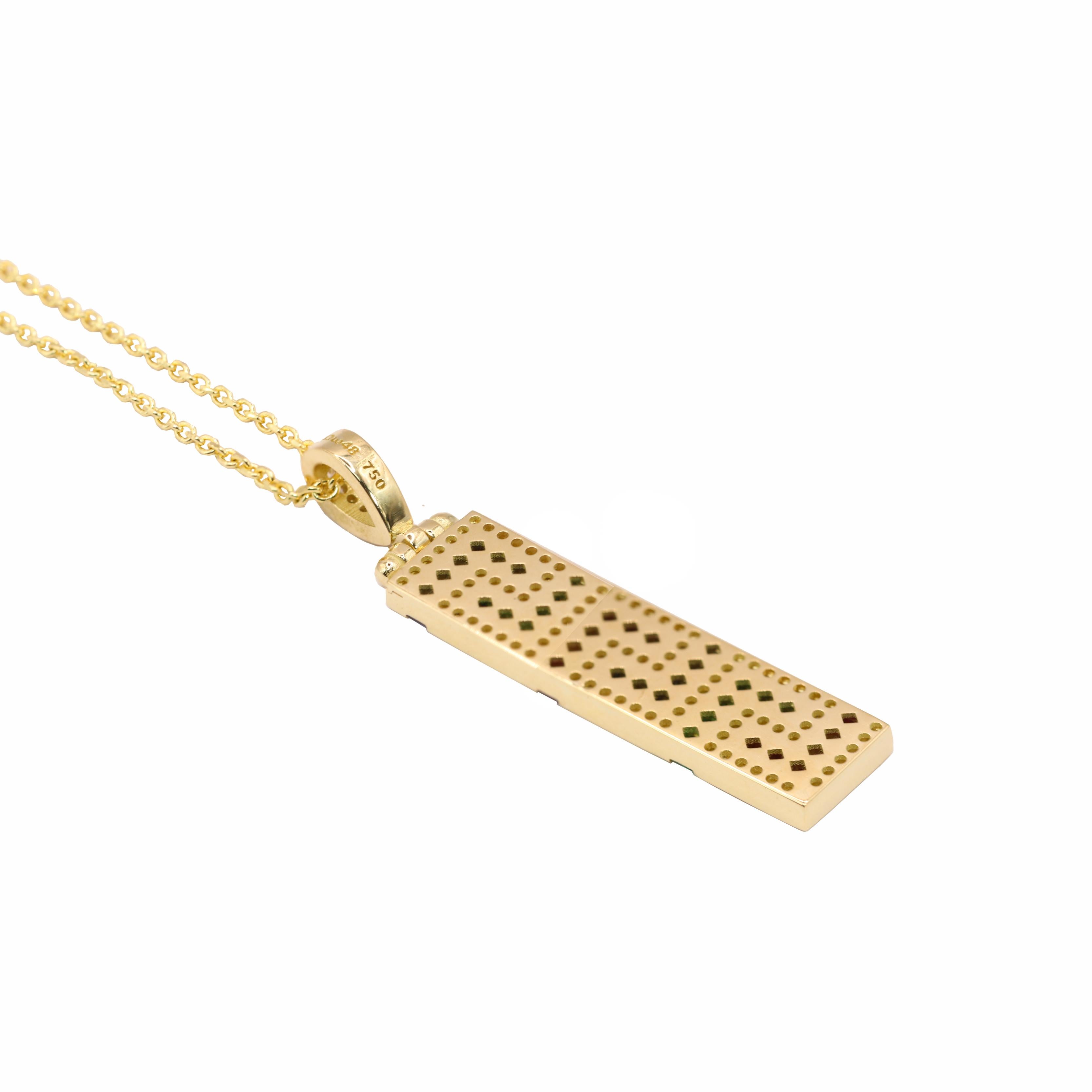 Classical Greek Georgios Collections 18 Karat Yellow Gold Greek Key Diamond Pendant Necklace For Sale