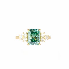 Georgios Collections 18 Karat Yellow Gold Green Moissanite Ring with Diamonds