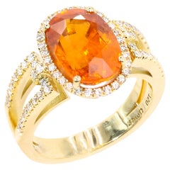 Georgios Kollektionen 18 Karat Gelbgold Mandarin-Granat-Ring mit Diamanten