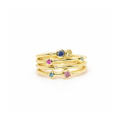 Georgios Collections 18 Karat Yellow Gold Multi-Gemstone and Sapphire Ring