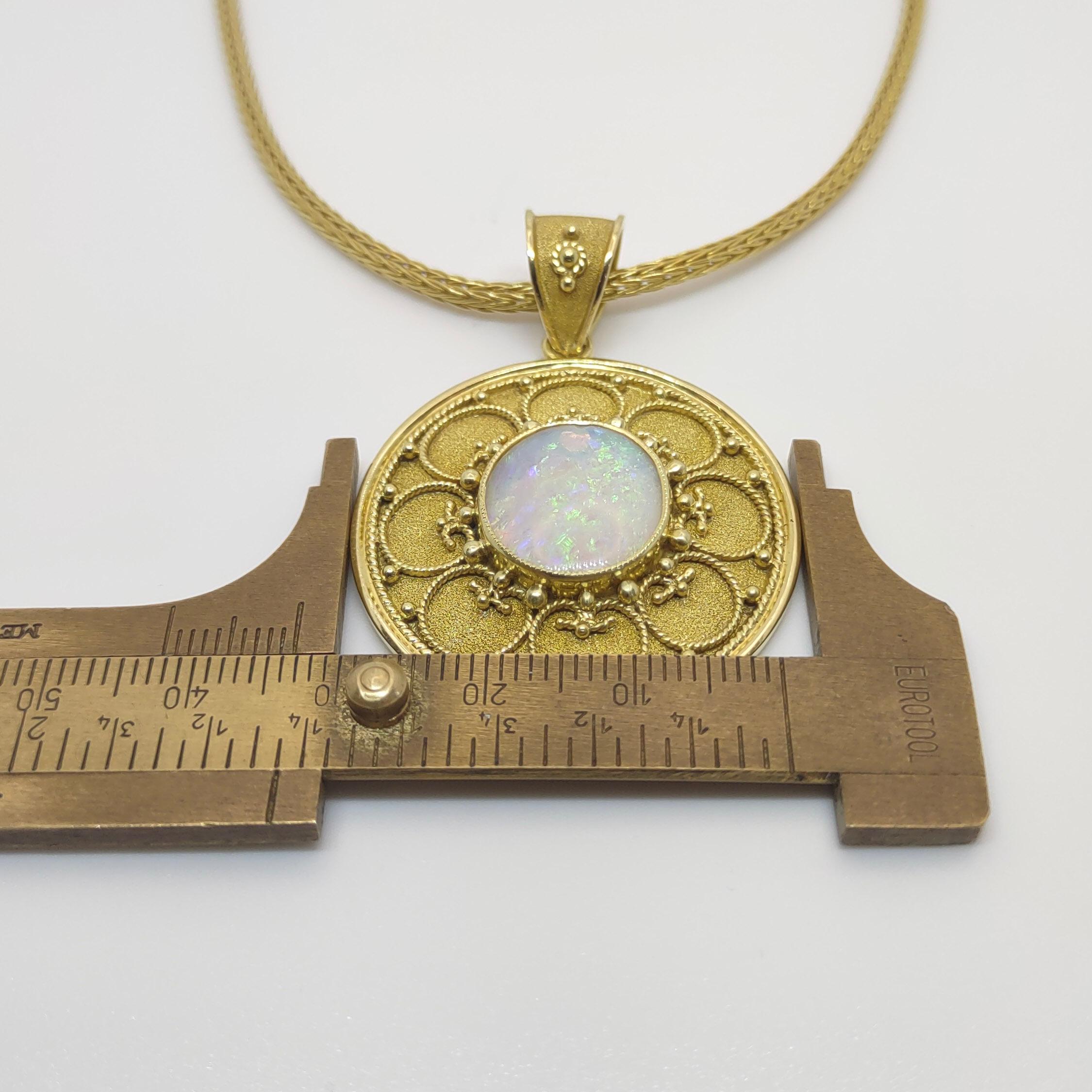 Georgios Collections 18 Karat Yellow Gold Opal Byzantine Pendant Enhancer For Sale 3