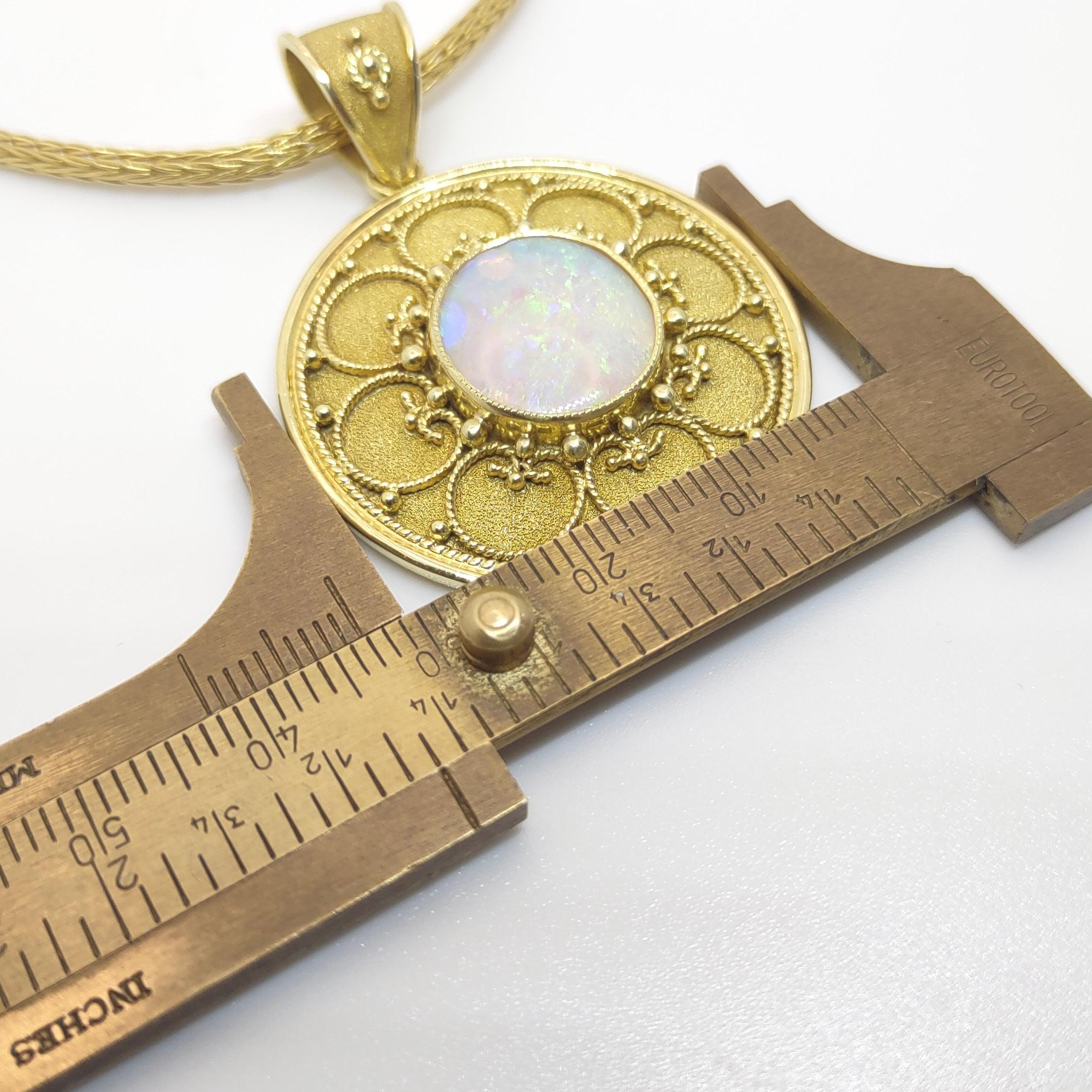 Georgios Collections 18 Karat Yellow Gold Opal Byzantine Pendant Enhancer For Sale 4