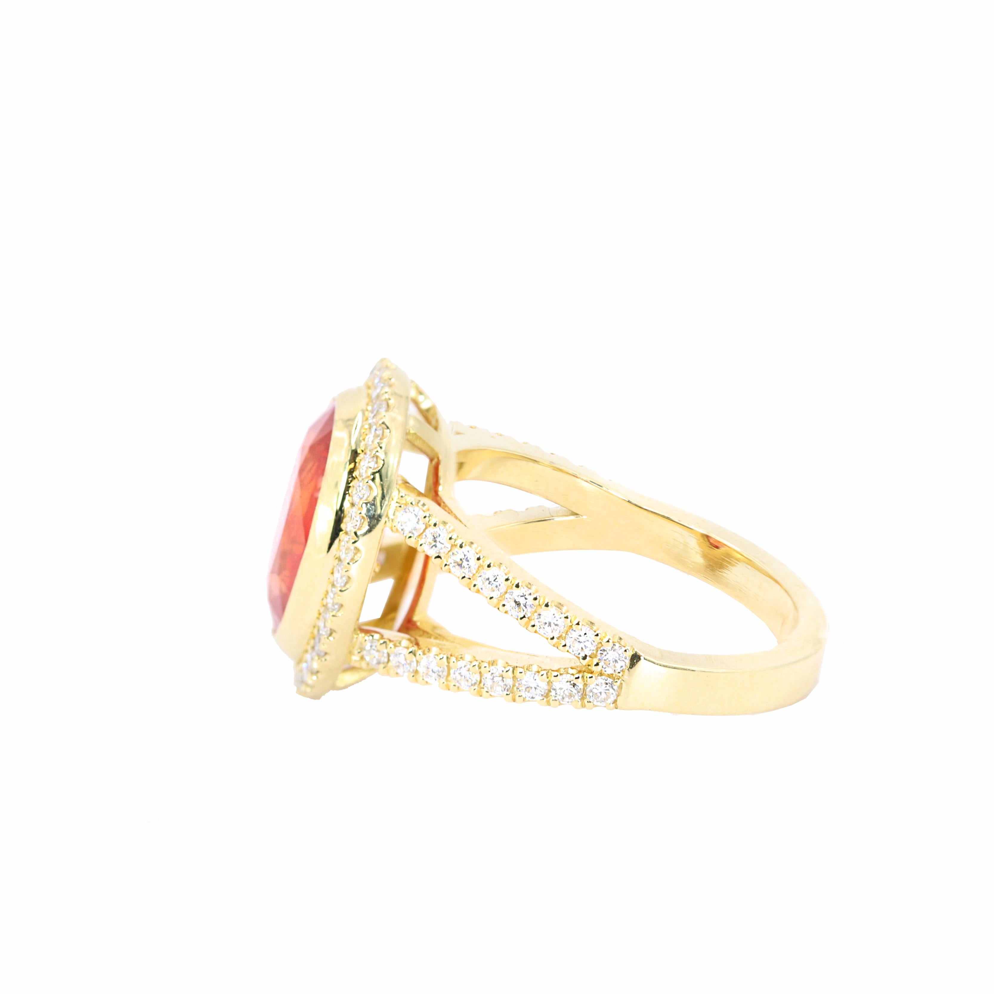 Contemporary Georgios Collections 18 Karat Yellow Gold Orange Sapphire Ring with Diamonds For Sale