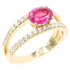 Georgios Collections Bague en or jaune 18 carats avec rubis ovale et diamants