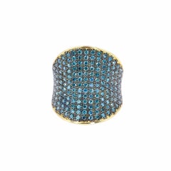 Georgios Collections Ring aus 18 Karat Gelbgold mit blauen Pavé-Diamanten
