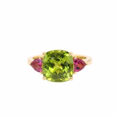 Georgios Collections 18 Karat Yellow Gold Peridot Ring with Rubelites