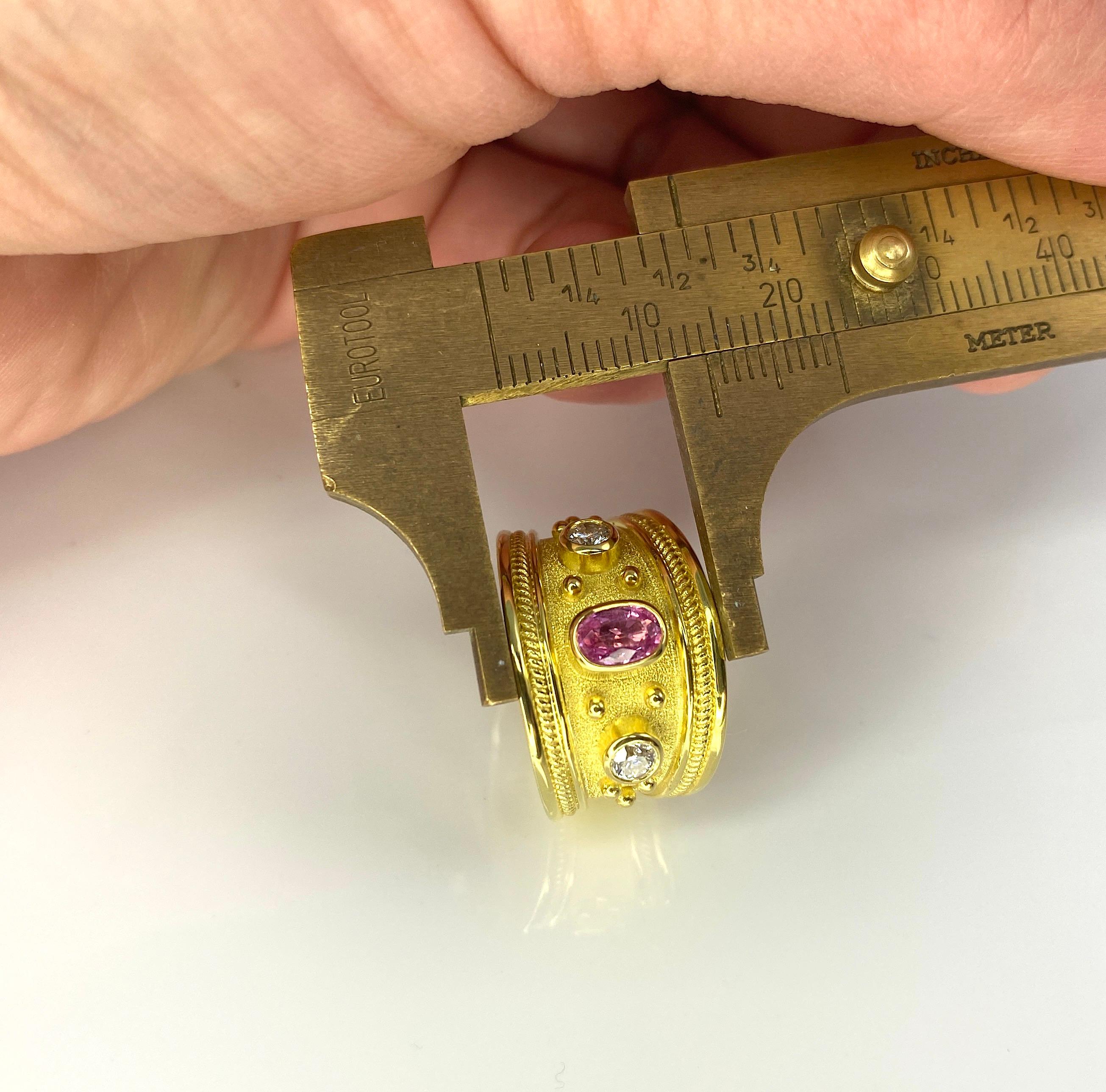 Georgios Collections Bague en or jaune 18 carats avec tourmaline rose et diamants en vente 8