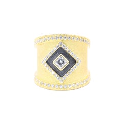 Georgios Collections 18 Karat Yellow Gold Princess Diamond Ring with Rhodium