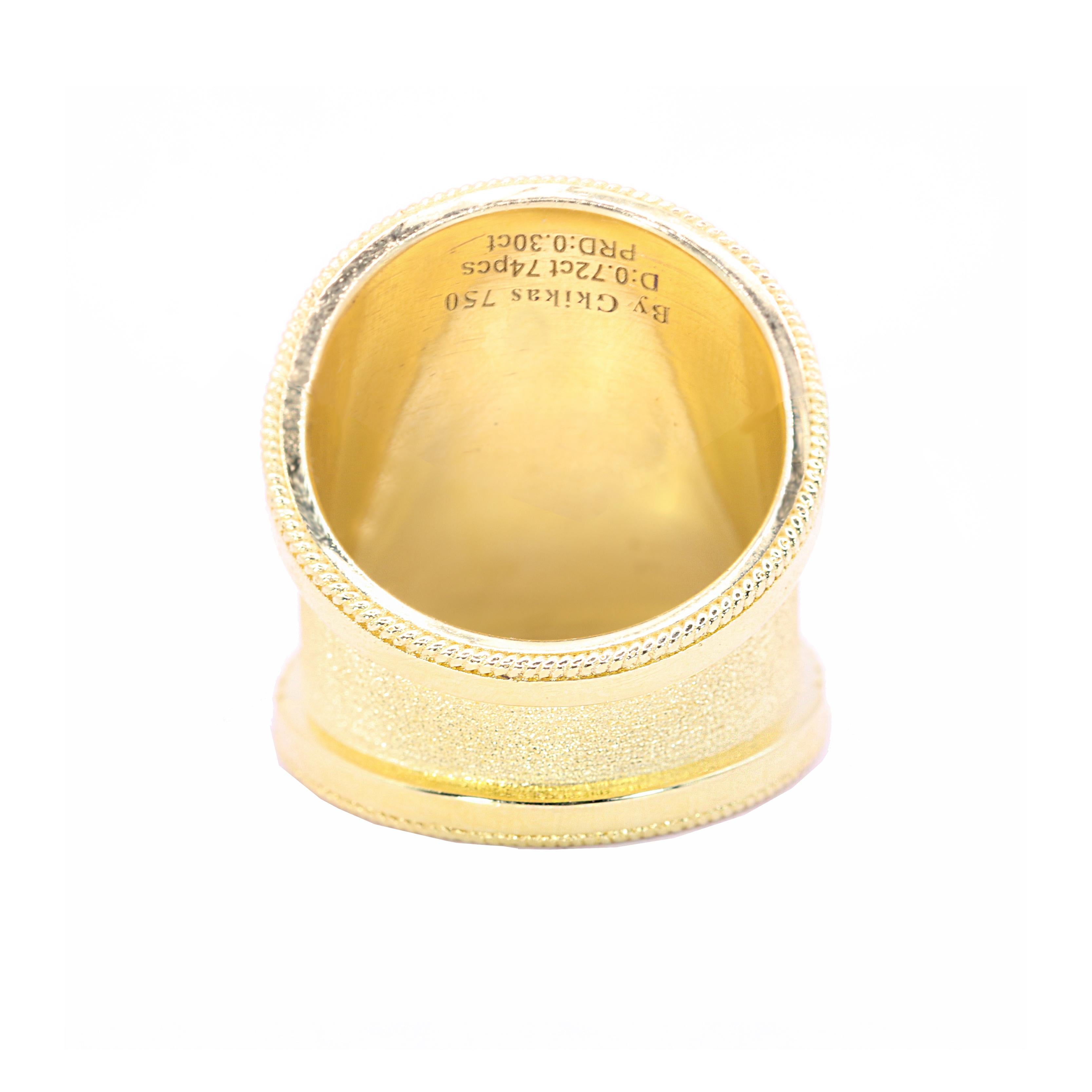Princess Cut Georgios Collections 18 Karat Yellow Gold Princess Diamond Ring with Rhodium For Sale