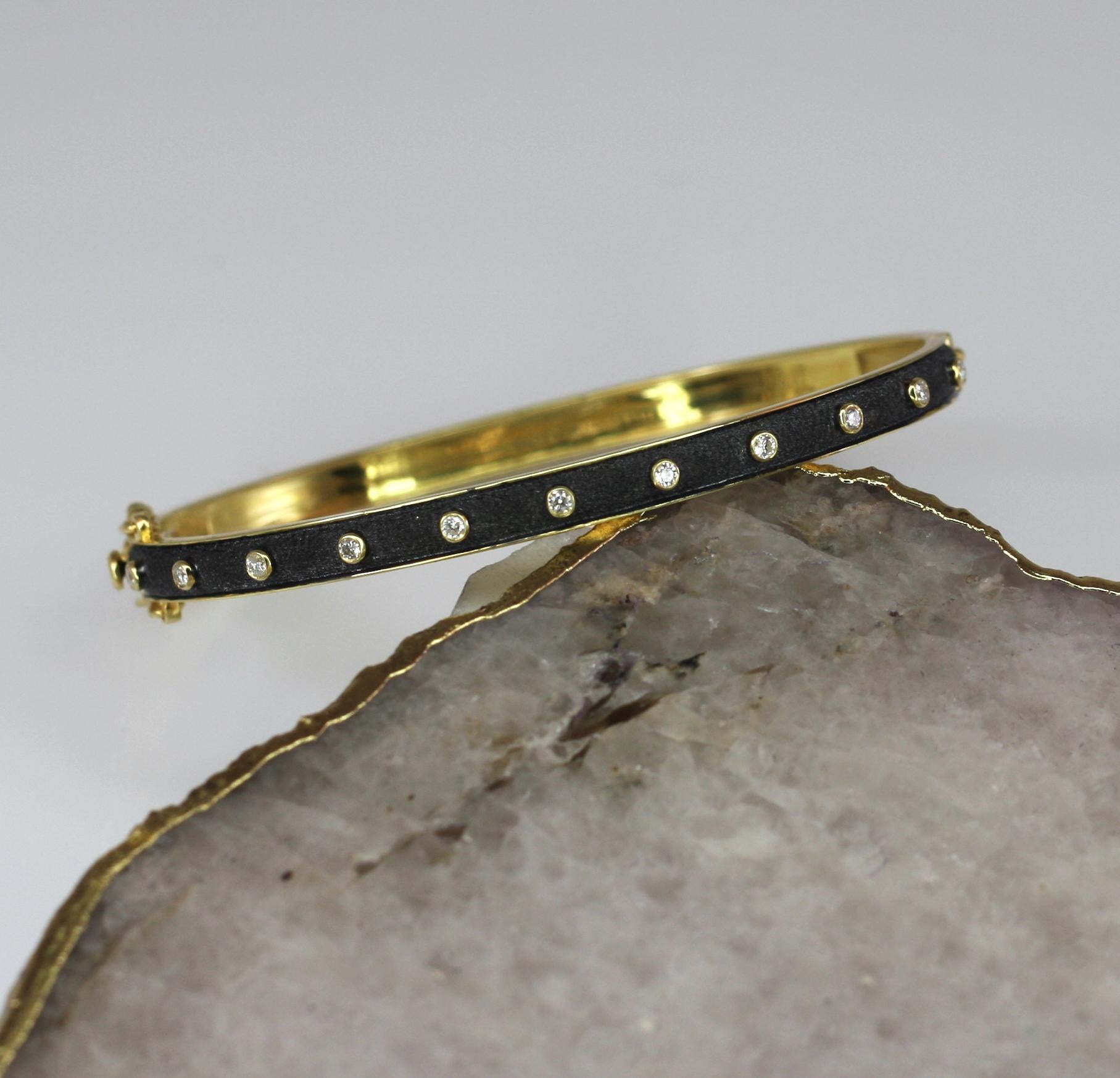 Georgios Collections 18 Karat Yellow Gold Rhodium Reversible Diamond Bracelet  For Sale 6