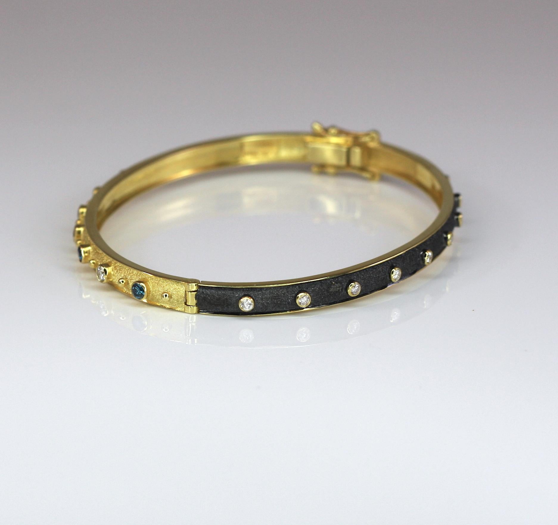 Georgios Collections 18 Karat Yellow Gold Rhodium Reversible Diamond Bracelet  In New Condition For Sale In Astoria, NY