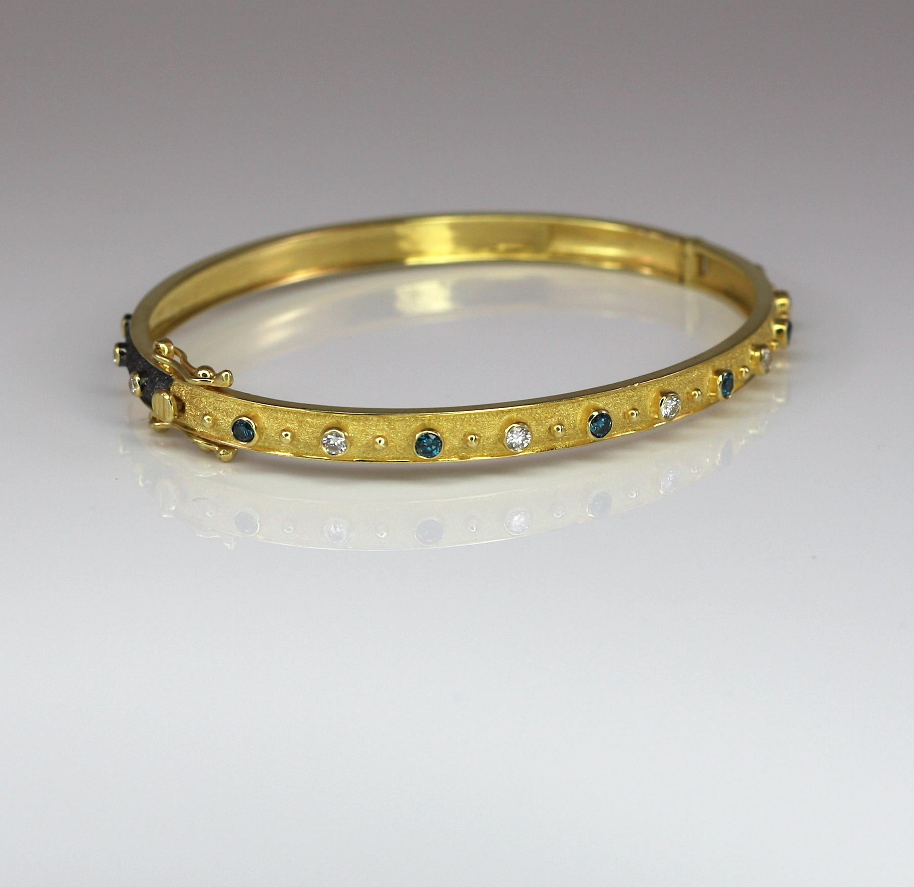 Women's Georgios Collections 18 Karat Yellow Gold Rhodium Reversible Diamond Bracelet  For Sale