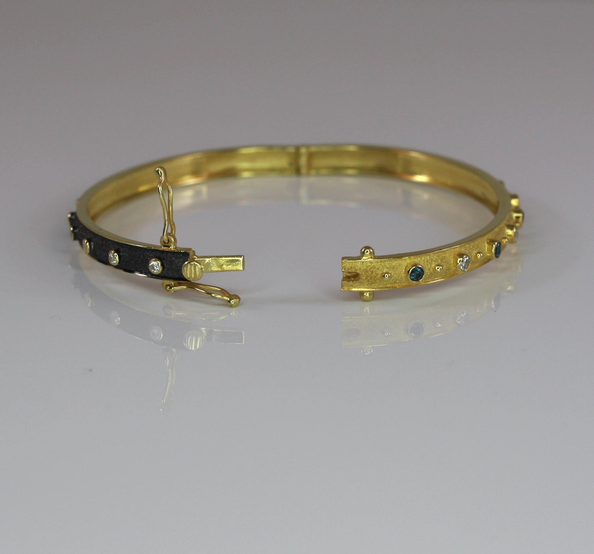 Georgios Collections 18 Karat Yellow Gold Rhodium Reversible Diamond Bracelet  For Sale 1