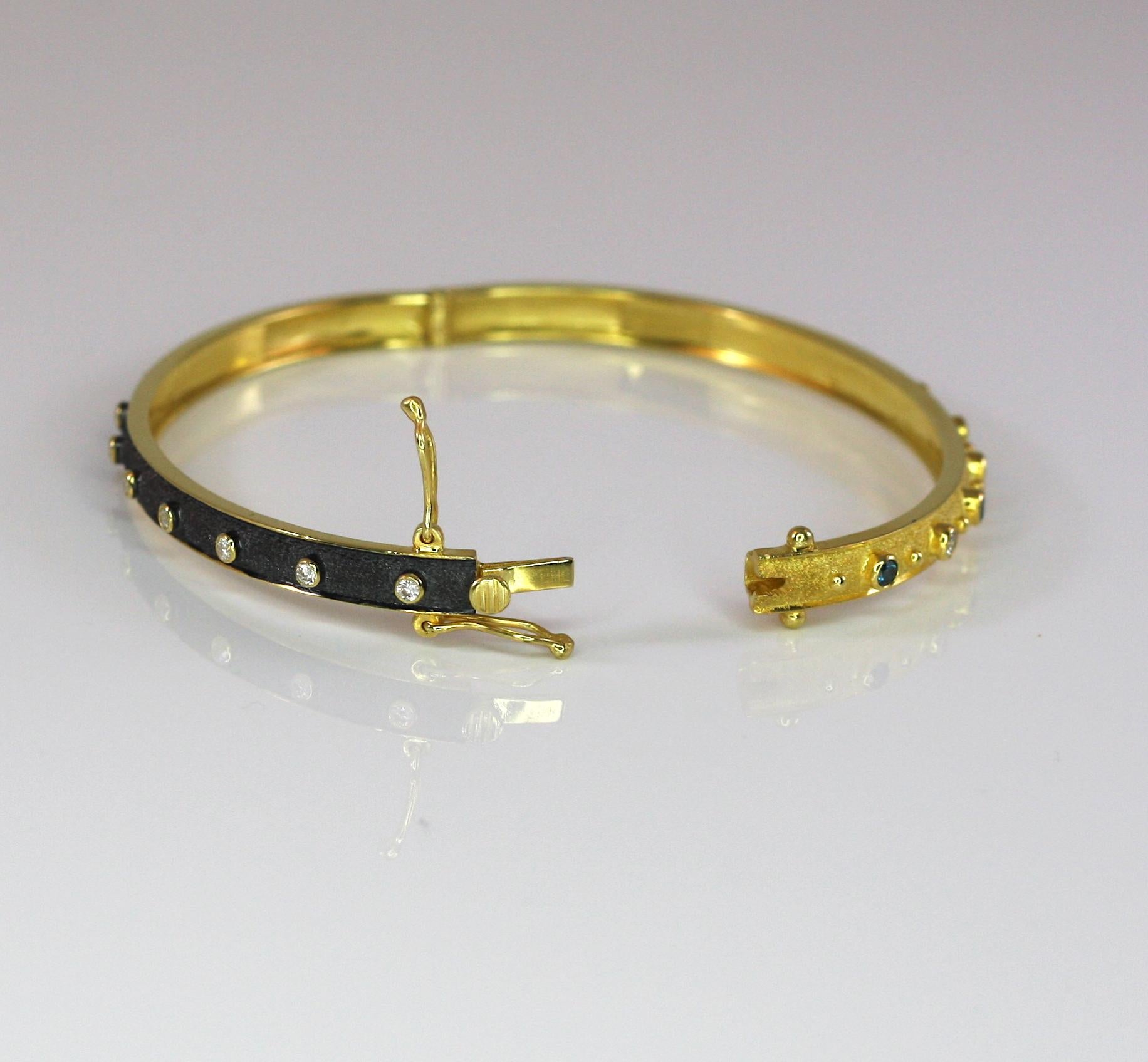 Georgios Collections 18 Karat Yellow Gold Rhodium Reversible Diamond Bracelet  For Sale 2
