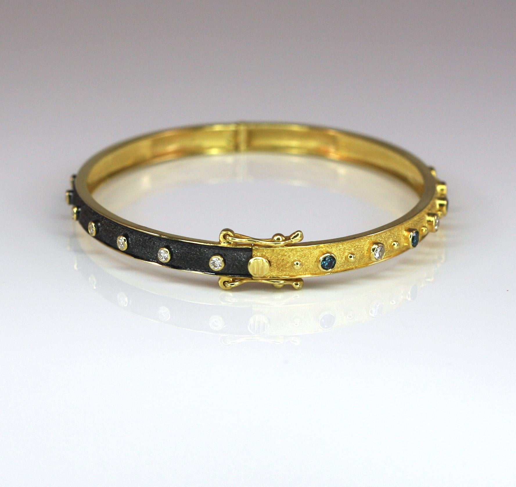 Georgios Collections 18 Karat Yellow Gold Rhodium Reversible Diamond Bracelet  For Sale 4