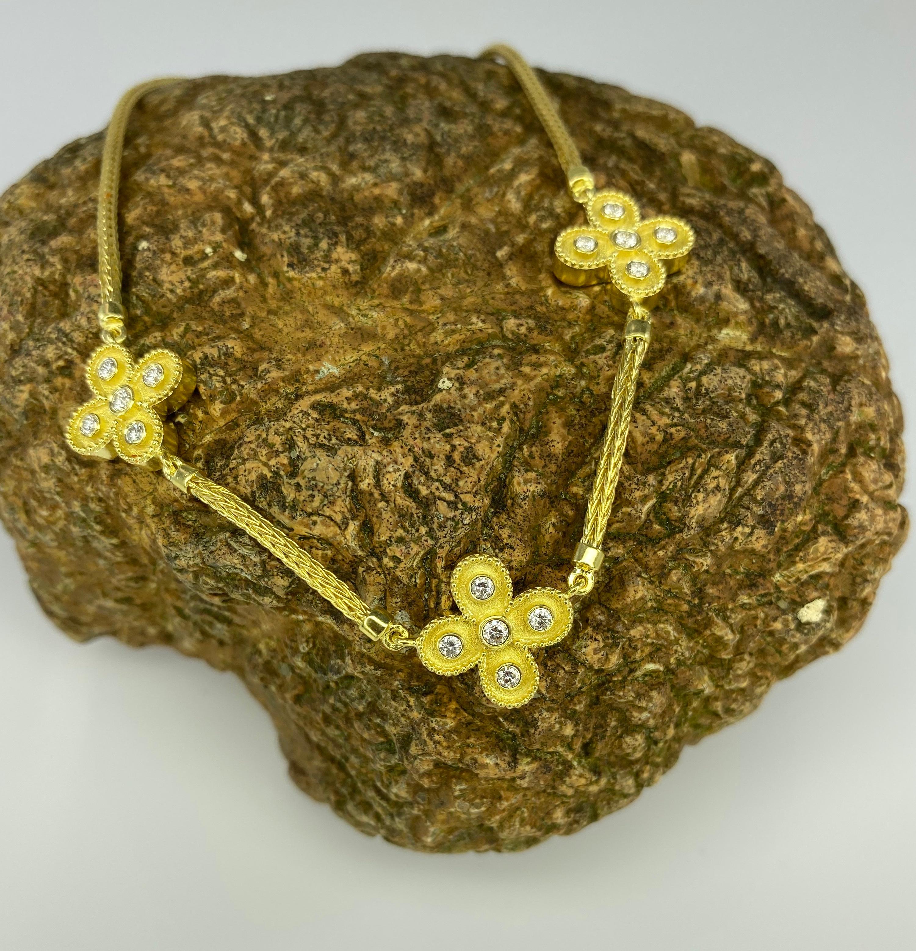 Georgios Collections 18 Karat Yellow Gold Reversible Diamond Cross Rope Necklace In New Condition For Sale In Astoria, NY
