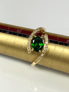 Georgios Collections 18 Karat Yellow Gold Oval Tsavorite and Diamonds Band Ring
