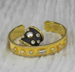 Georgios Collections 18 Karat Yellow Gold Ring with Diamonds and Black Rhodium