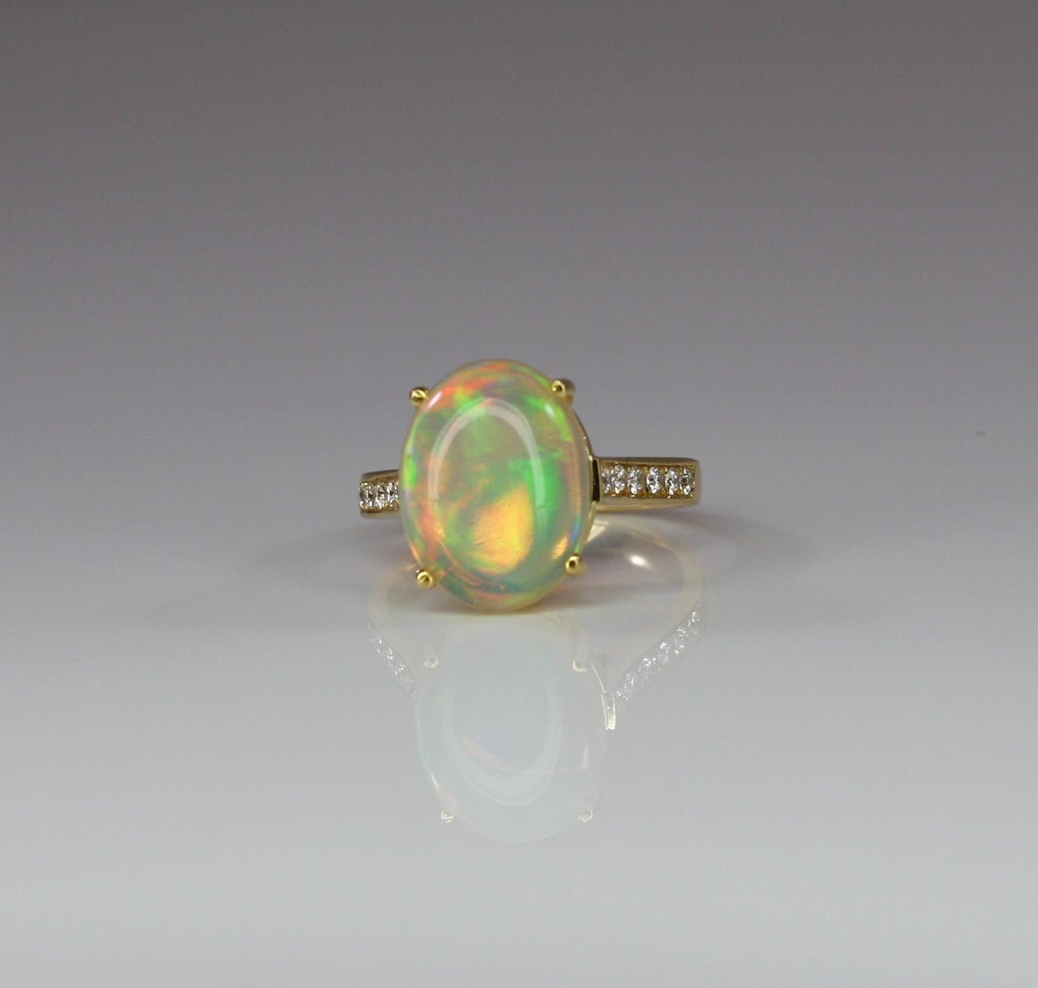 Georgios Collections 18 Karat Yellow Gold Ring with Opal and Diamonds 6
