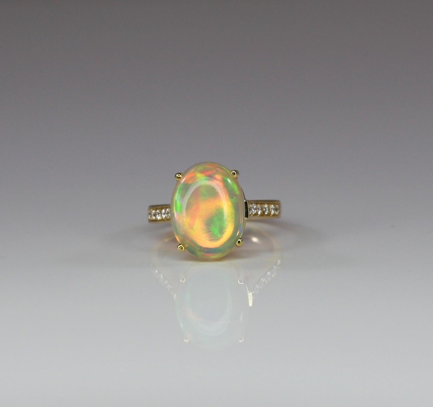 Georgios Collections 18 Karat Yellow Gold Ring with Opal and Diamonds 7