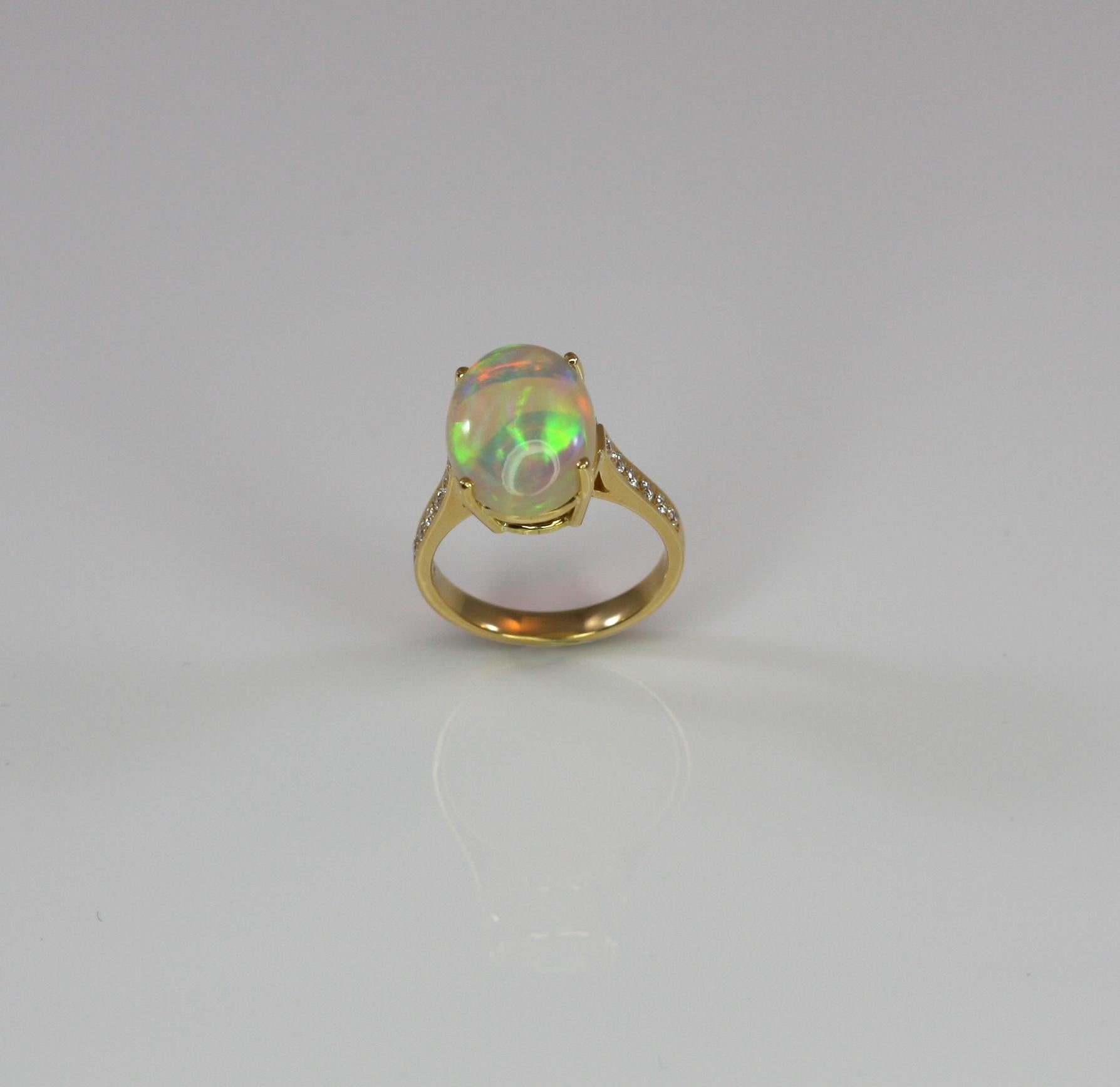 Georgios Collections 18 Karat Yellow Gold Ring with Opal and Diamonds 11