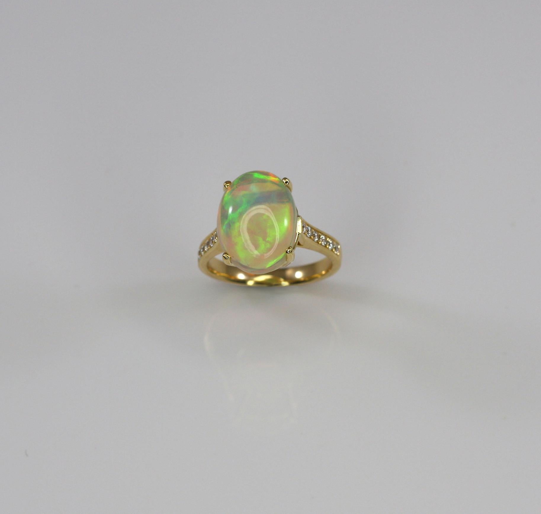 Georgios Collections 18 Karat Yellow Gold Ring with Opal and Diamonds 13