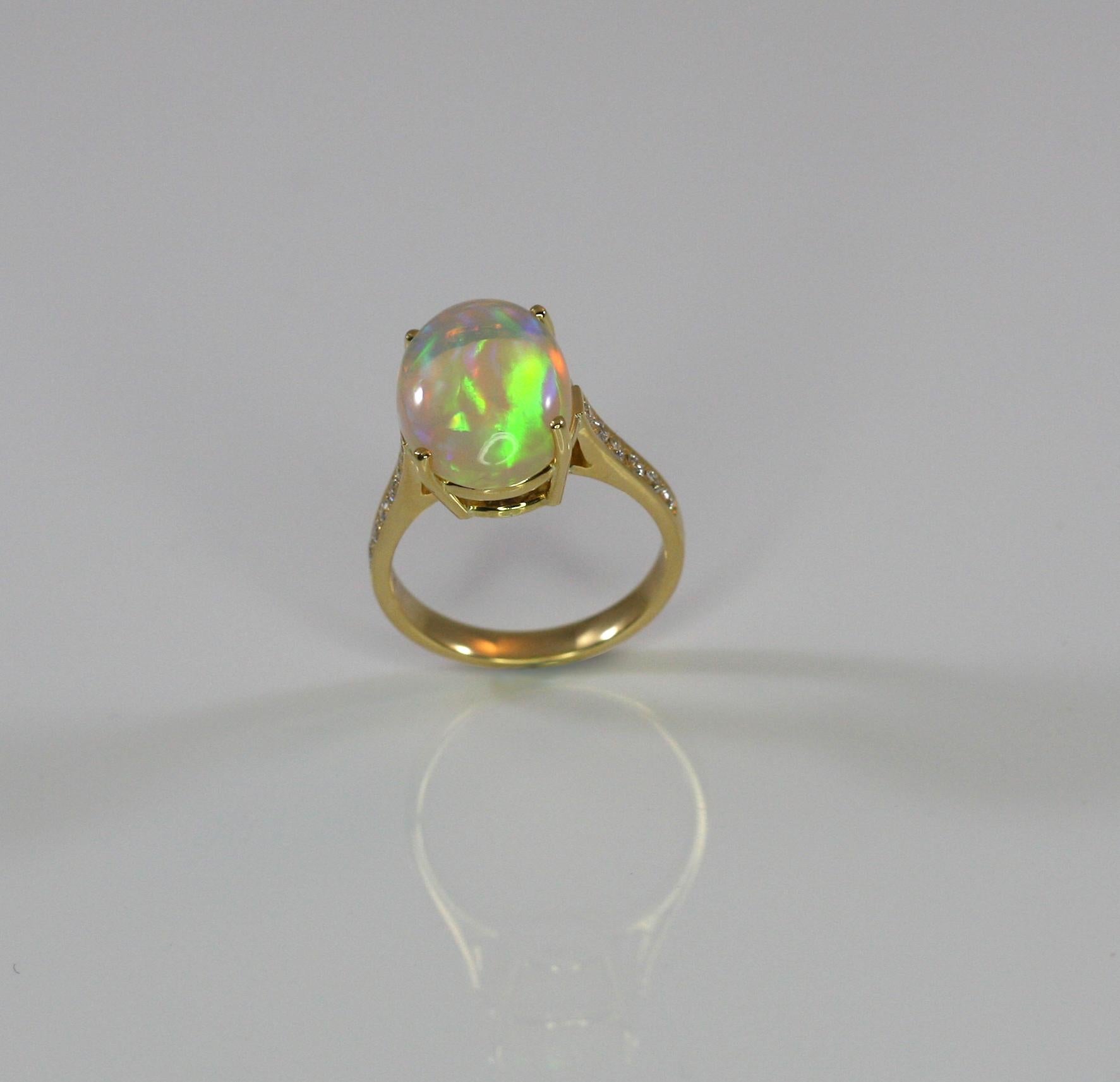 Contemporary Georgios Collections 18 Karat Yellow Gold Ring with Opal and Diamonds