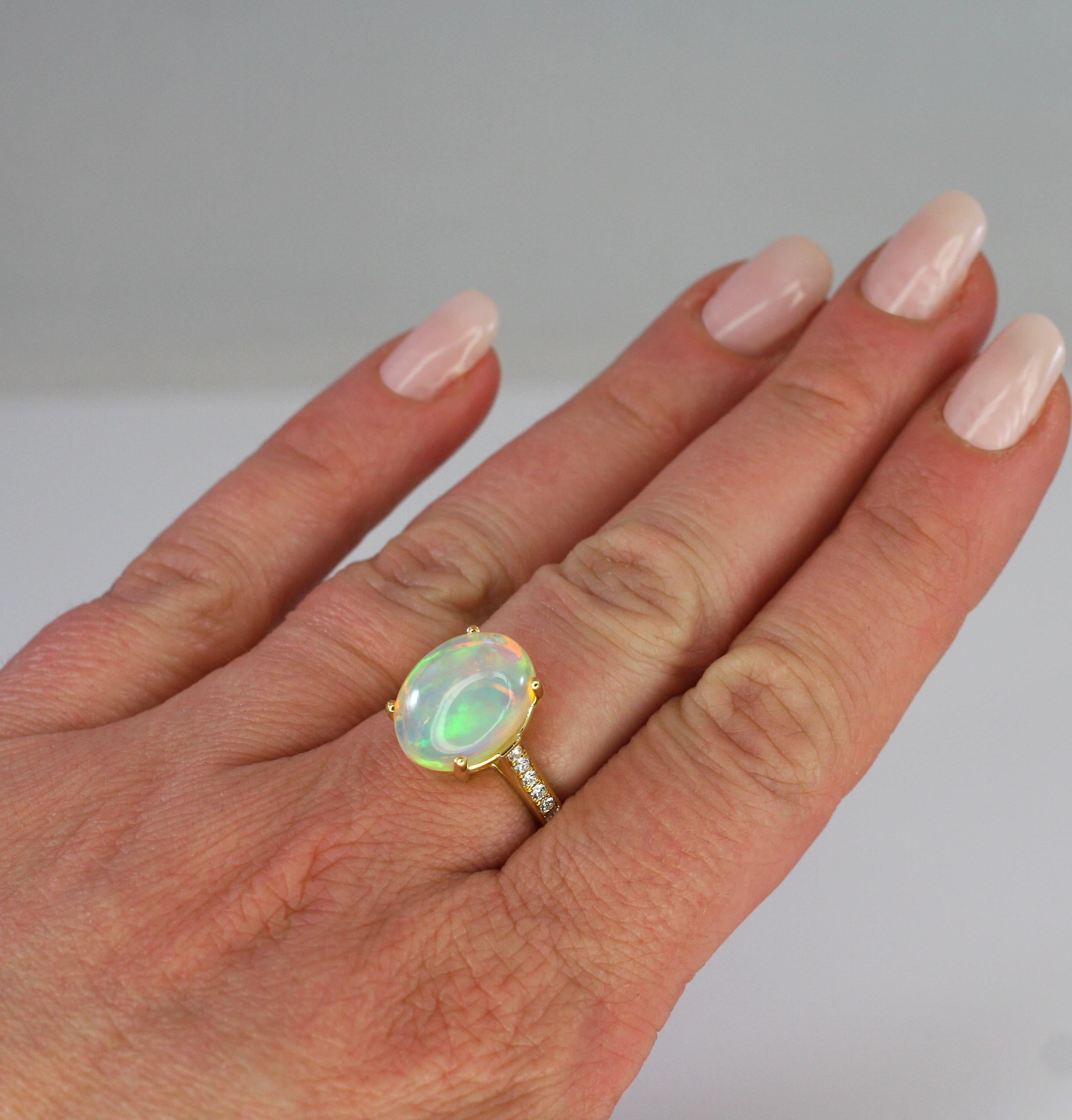 Georgios Collections 18 Karat Yellow Gold Ring with Opal and Diamonds In New Condition In Astoria, NY