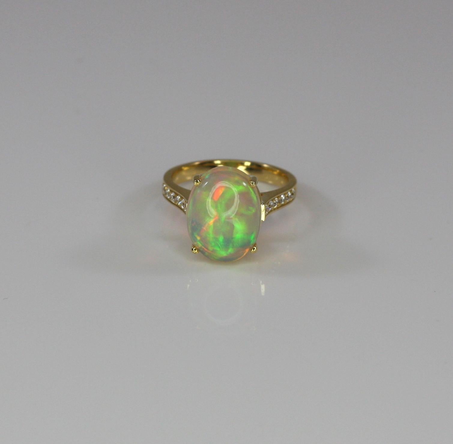 Georgios Collections 18 Karat Yellow Gold Ring with Opal and Diamonds 1