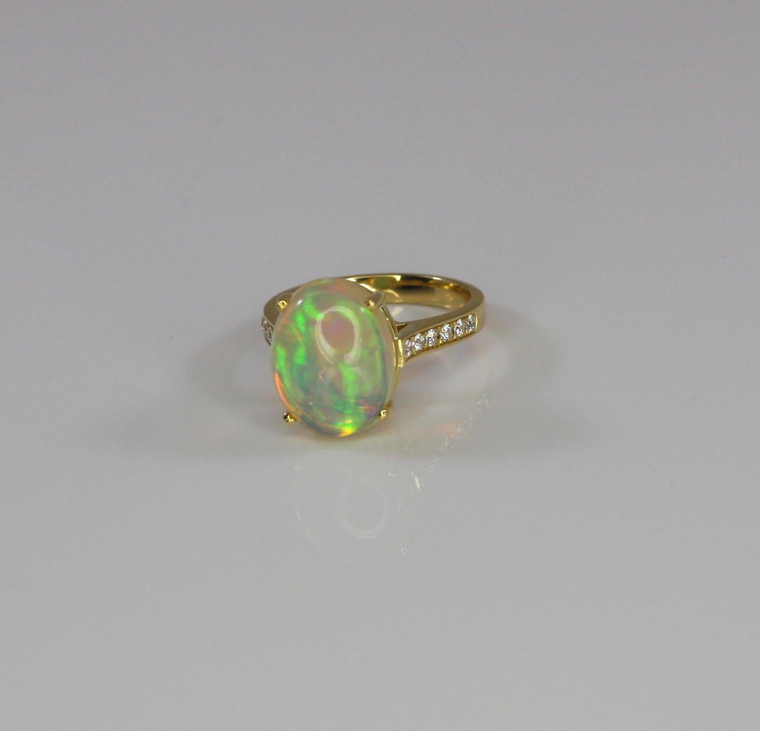 Georgios Collections 18 Karat Yellow Gold Ring with Opal and Diamonds 2