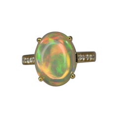 Georgios Collections 18 Karat Yellow Gold Ring with Opal and Diamonds