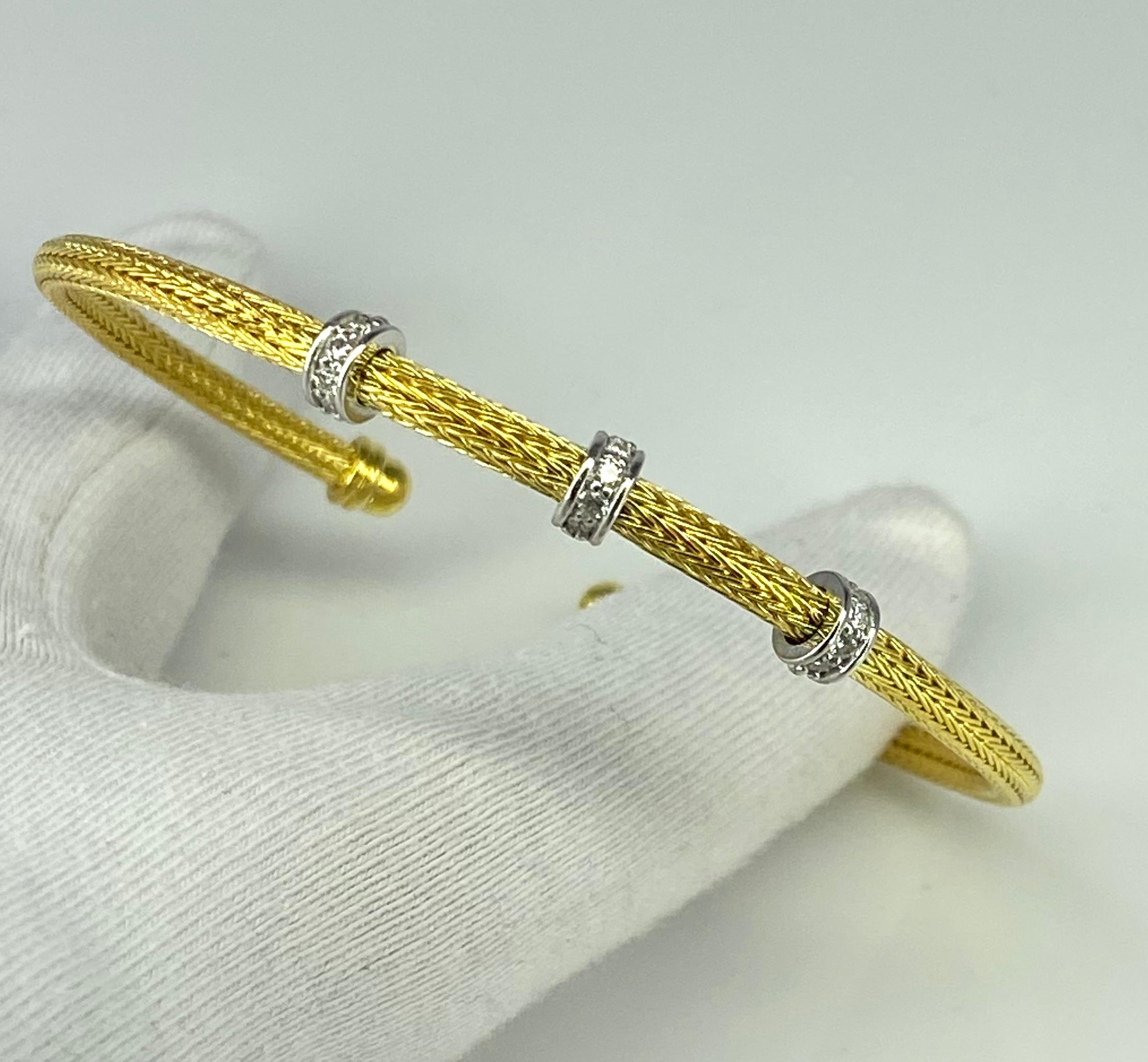 Georgios Collections 18 Karat Gelbgold Seil-Armband mit Perlen und Diamanten (Klassisch-griechisch) im Angebot