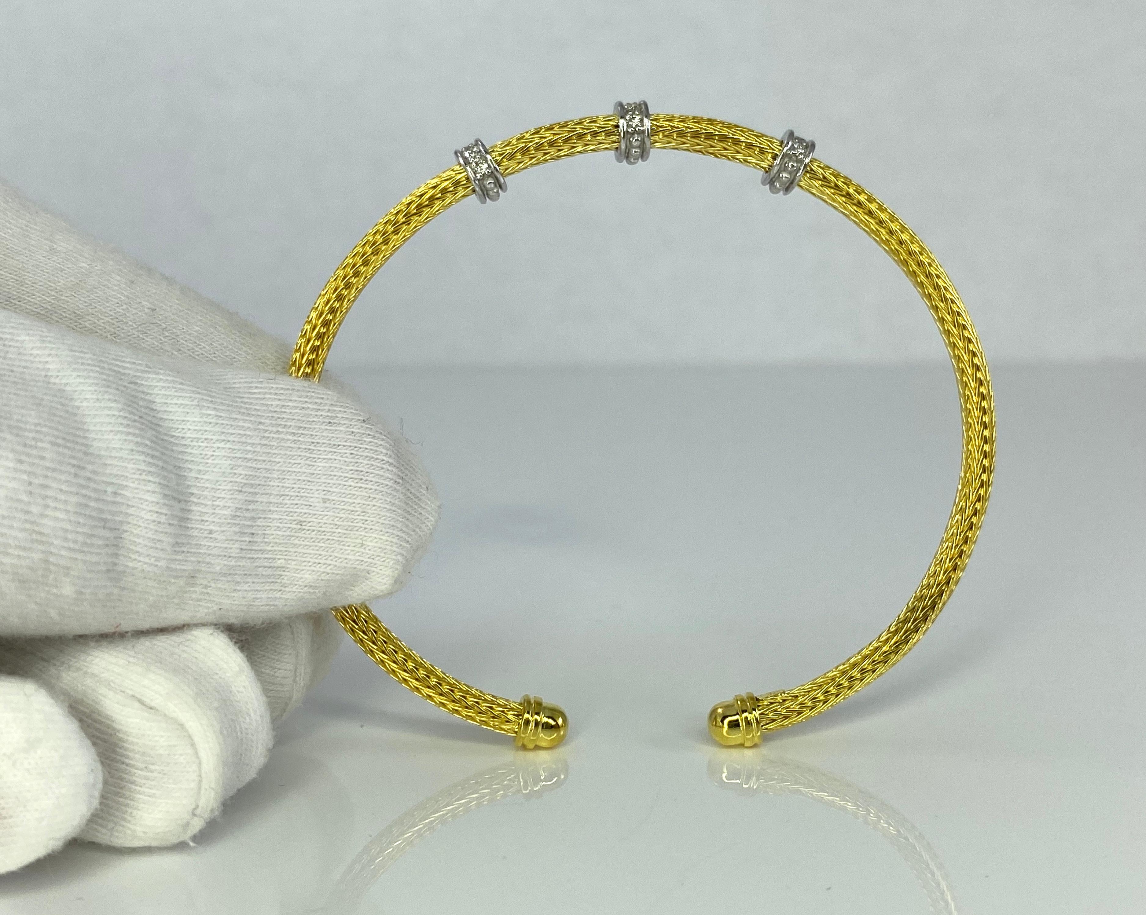 Georgios Collections 18 Karat Gelbgold Seil-Armband mit Perlen und Diamanten (Rundschliff) im Angebot