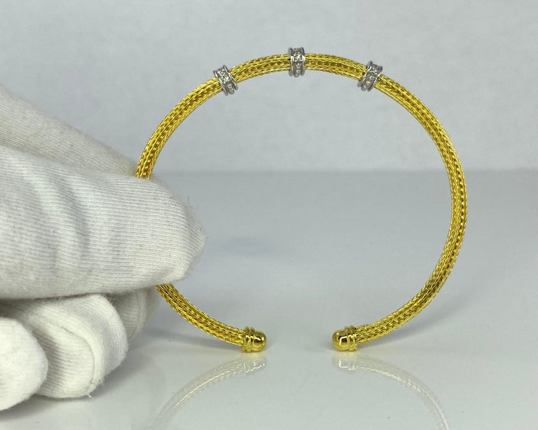 Round Cut Georgios Collections 18 Karat Yellow Gold Rope Bracelet with Beads and Diamonds For Sale