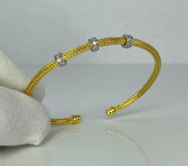 Women's or Men's Georgios Collections 18 Karat Yellow Gold Rope Bracelet with Beads and Diamonds For Sale