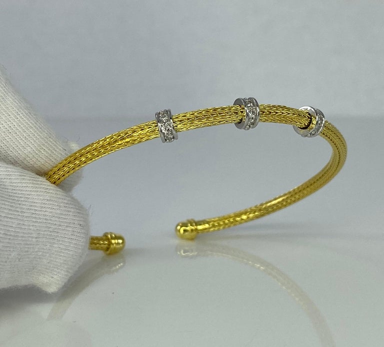 Georgios Collections 18 Karat Yellow Gold Rope Bracelet with Beads and Diamonds For Sale 1
