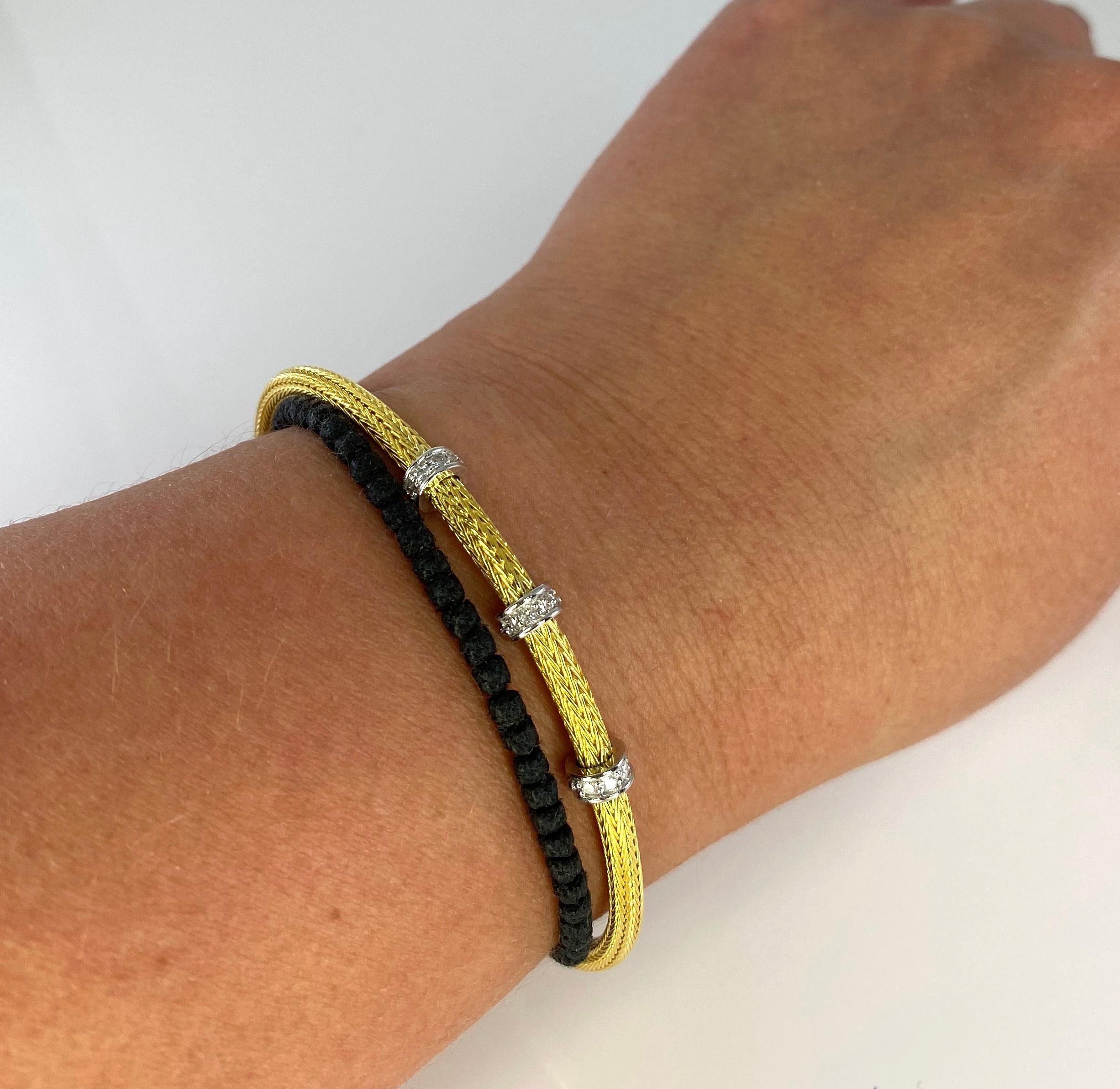 Georgios Collections Bracelet corde en or jaune 18 carats avec perles et diamants en vente 2