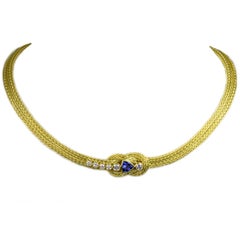 Georgios Collections 18 Karat Yellow Gold Diamond Tanzanite Knot Rope Necklace