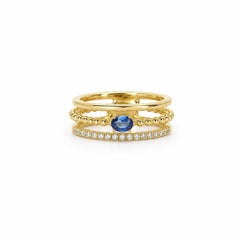 Anello Georgios Collection'S in oro giallo 18 carati con zaffiro a taglio rotondo e diamanti