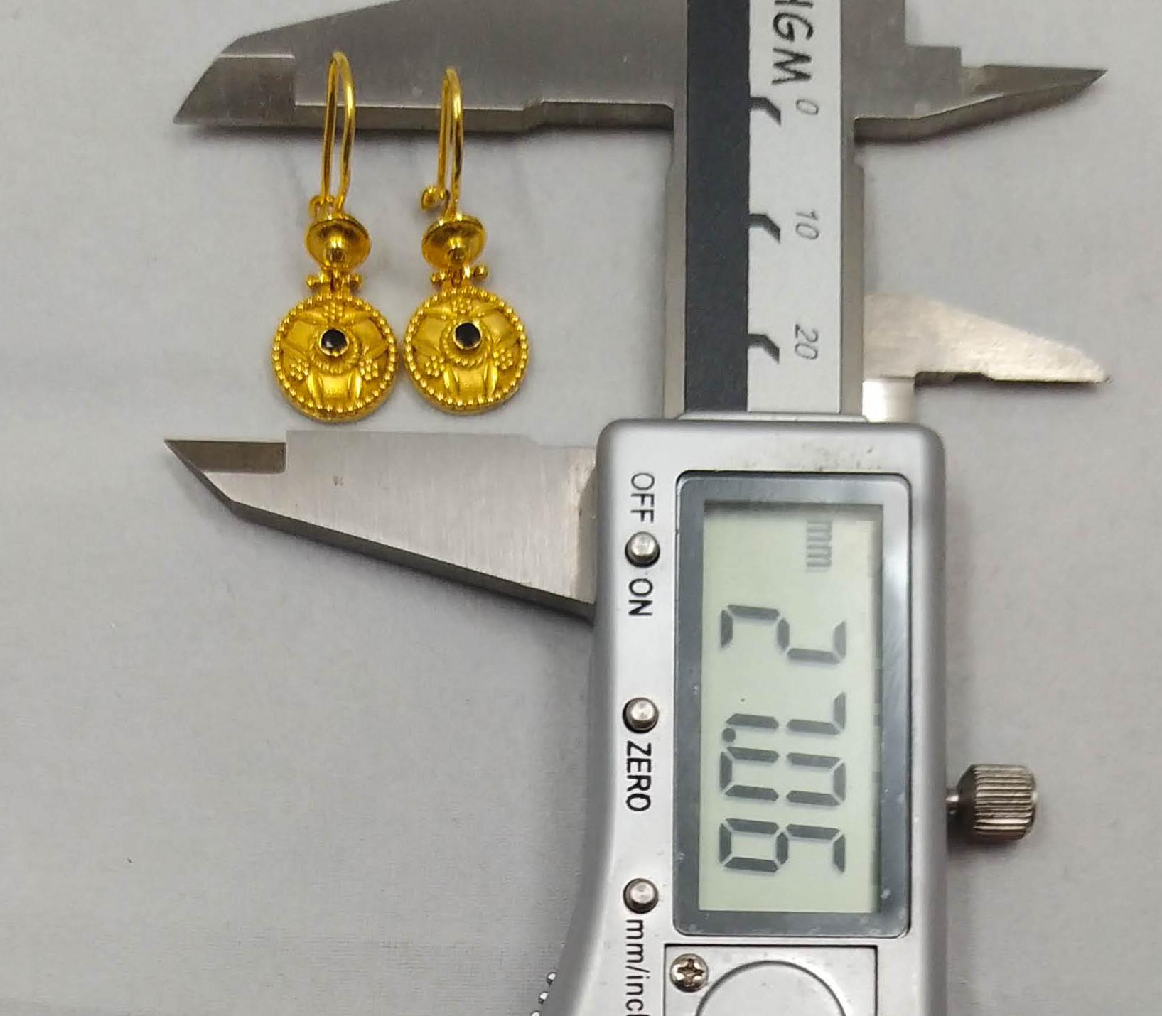 Georgios Collections 18 Karat Yellow Gold Sapphire Byzantine Drop Earrings In New Condition In Astoria, NY