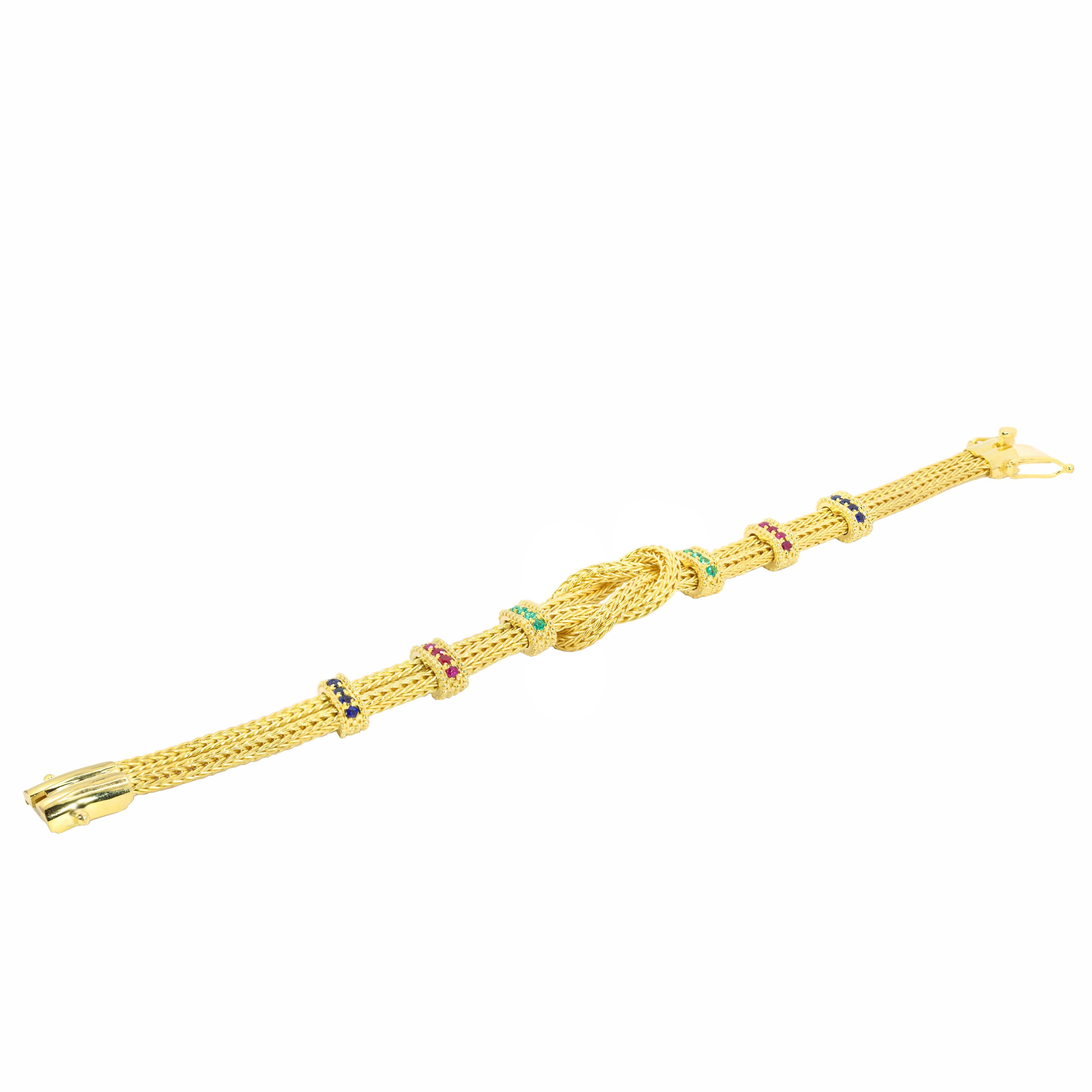 Georgios Kollektionen Armband aus 18 Karat Gelbgold mit Saphiren, Smaragden und Rubinen (Brillantschliff) im Angebot