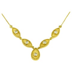 Georgios Collections 18 Karat Yellow Gold Small Diamond Drop Necklace Pendant