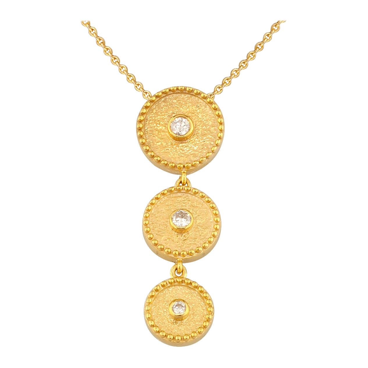 Georgios Collections 18 Karat Yellow Gold Small Diamond Drop Pendant and Chain