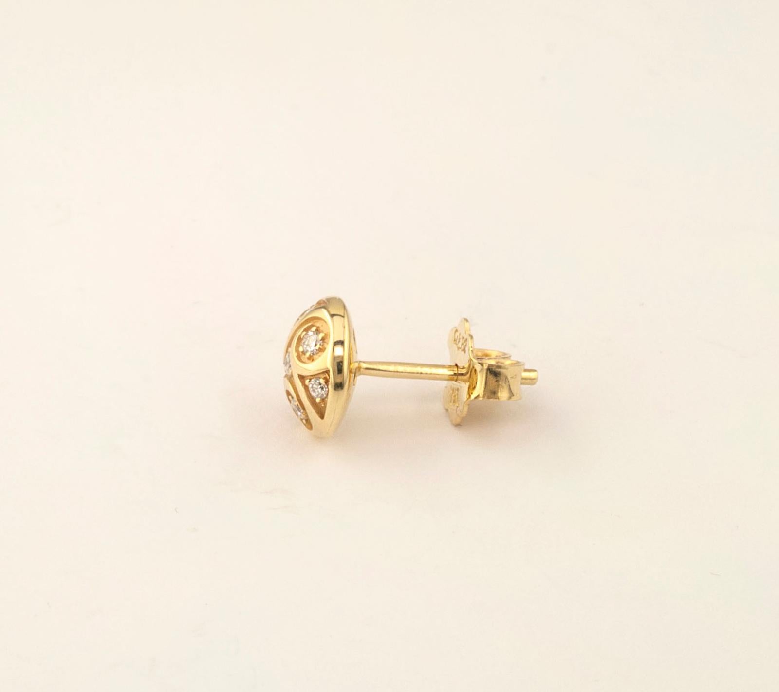 Georgios Collections Clous d'oreilles solitaires en or jaune 18 carats avec diamants ronds en vente 4