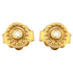 Georgios Collections 18 Karat Yellow Gold Solitaire Diamond Round Stud Earrings
