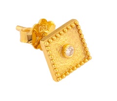 Georgios Collections Orecchini quadrati solitari con diamante in oro giallo 18 carati