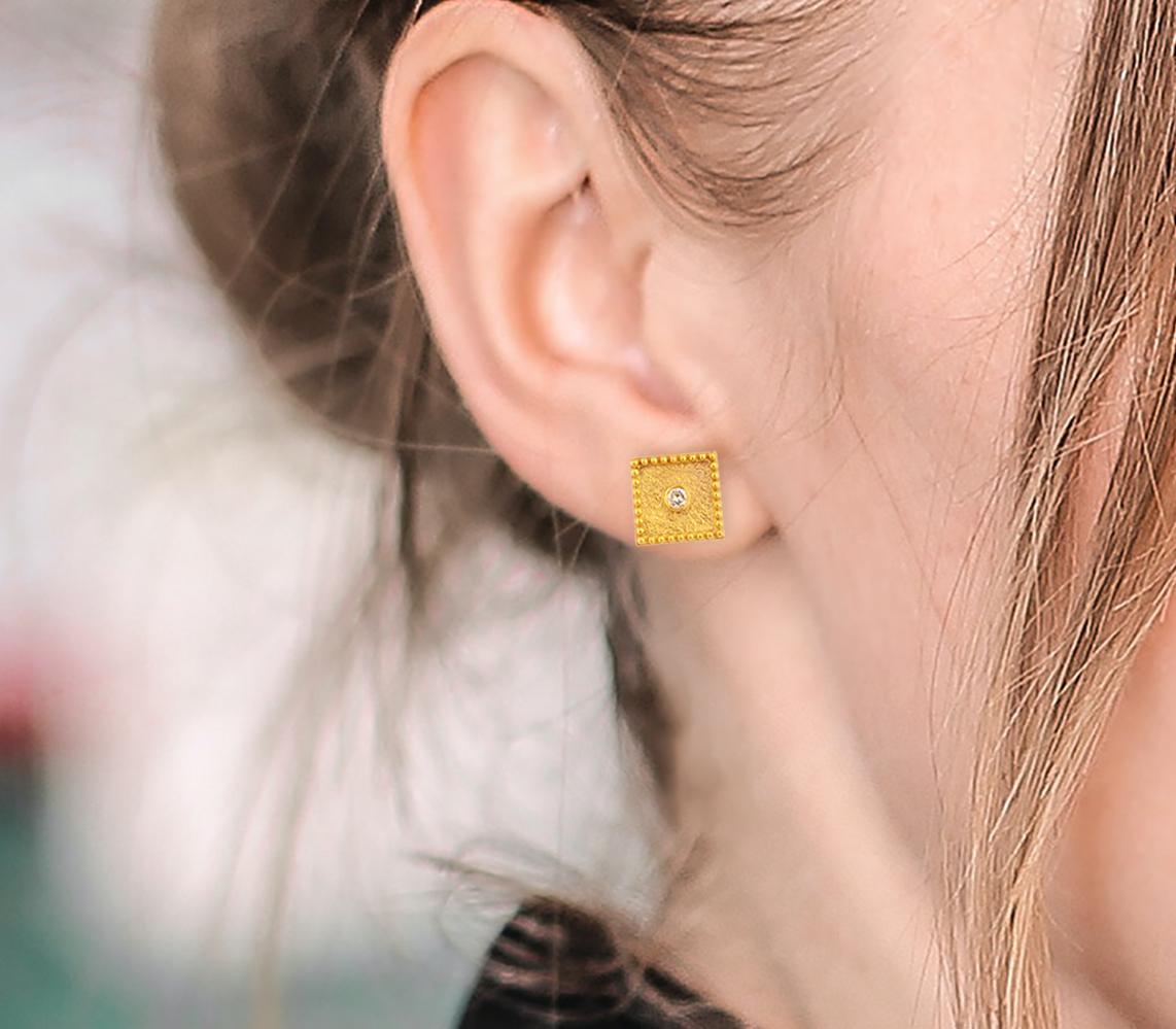 square gold earrings designs