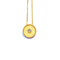Georgios Collections 18 Karat Yellow Gold Solitaire Diamond Stud Round Pendant