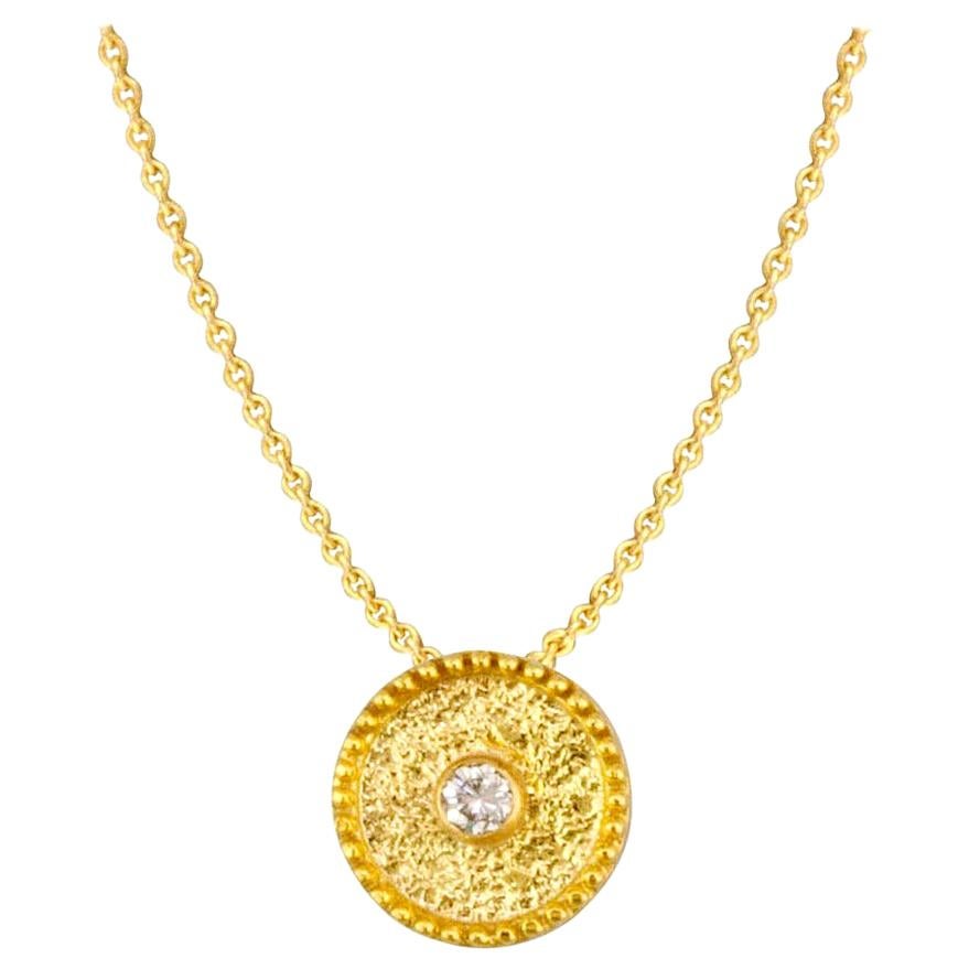 Georgios Collections 18 Karat Yellow Gold Solitaire Diamond Stud Round Pendant